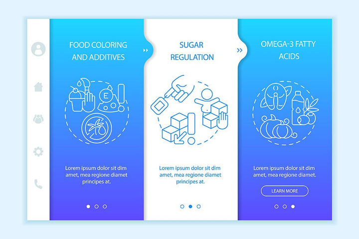Hyperactive impulsive ADHD signs onboarding vector templates bundle