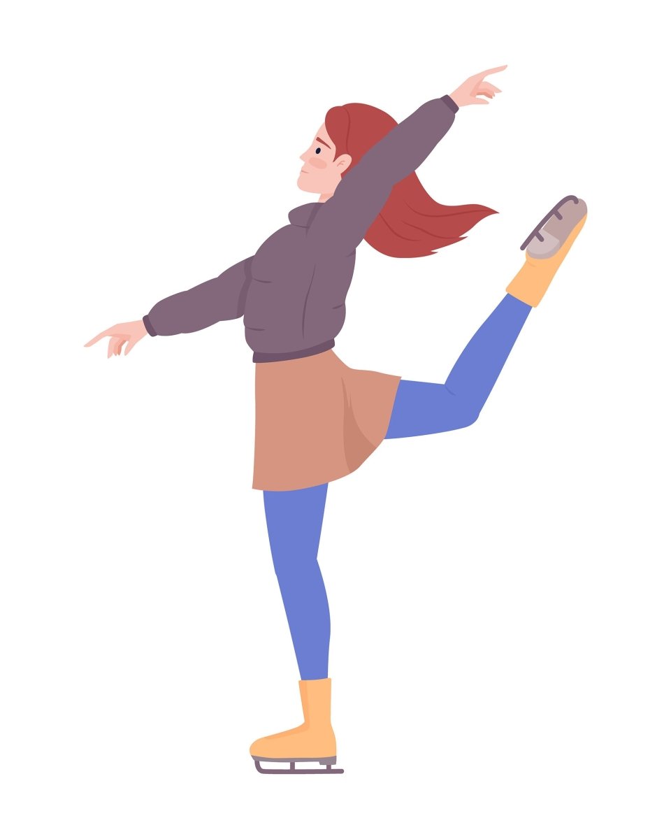 Ice skaters semi flat color vector characters set