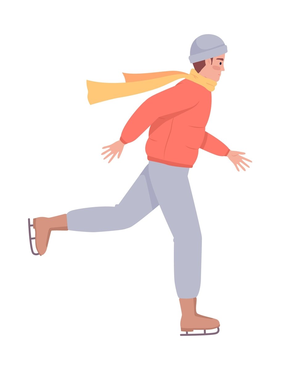 Ice skaters semi flat color vector characters set