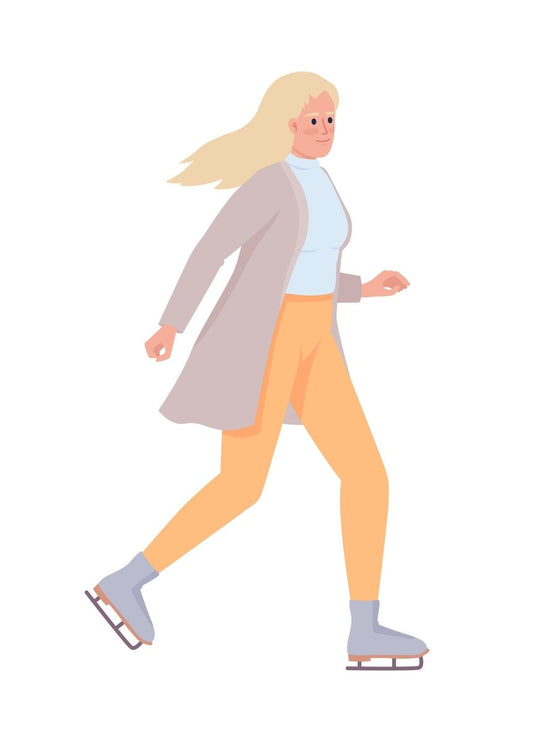 Ice skaters semi flat color vector characters set