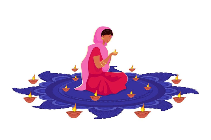 Indian tradition color vector illustrations set