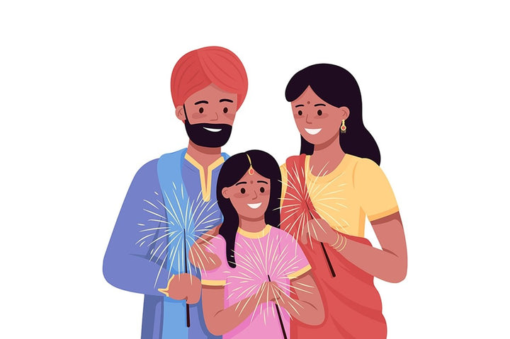 Indian tradition color vector illustrations set