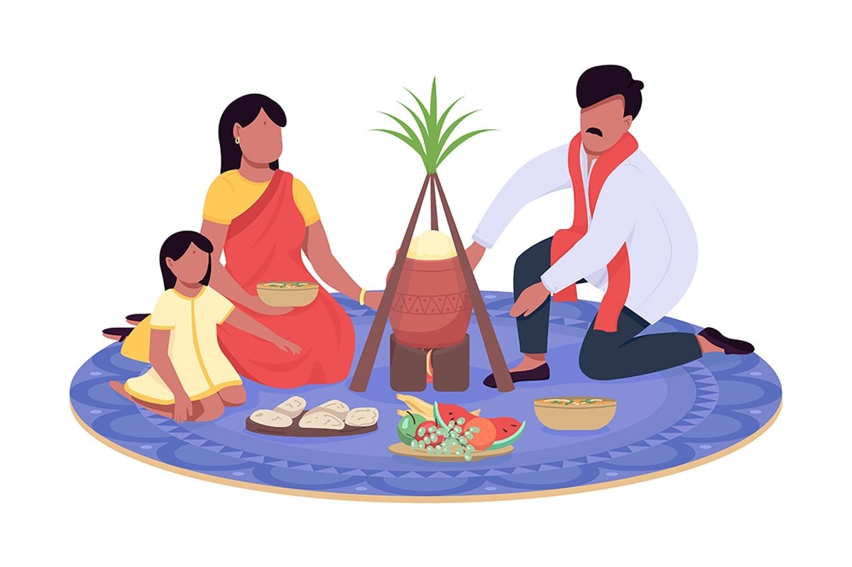 Indian tradition color vector illustrations set