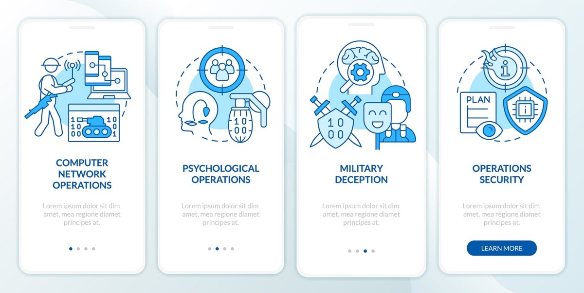 Information operations blue onboarding mobile app screen