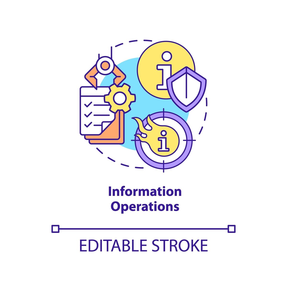 Information warfare concept icons set