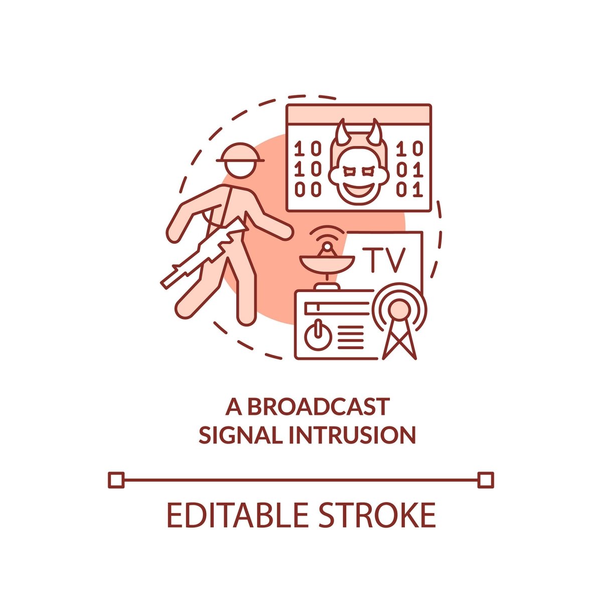 Information warfare red concept icons set