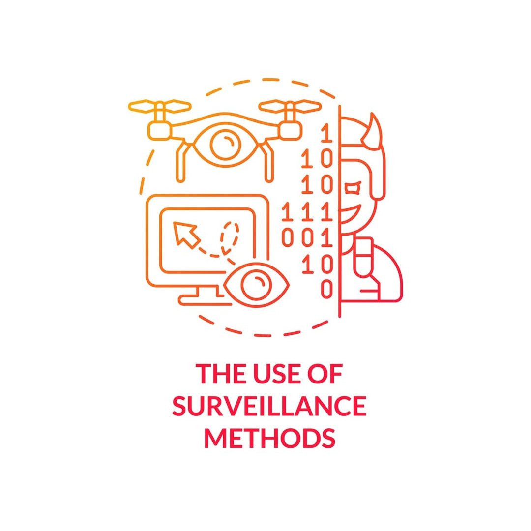 Information warfare red gradient concept icons set