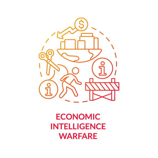 Information warfare red gradient concept icons set