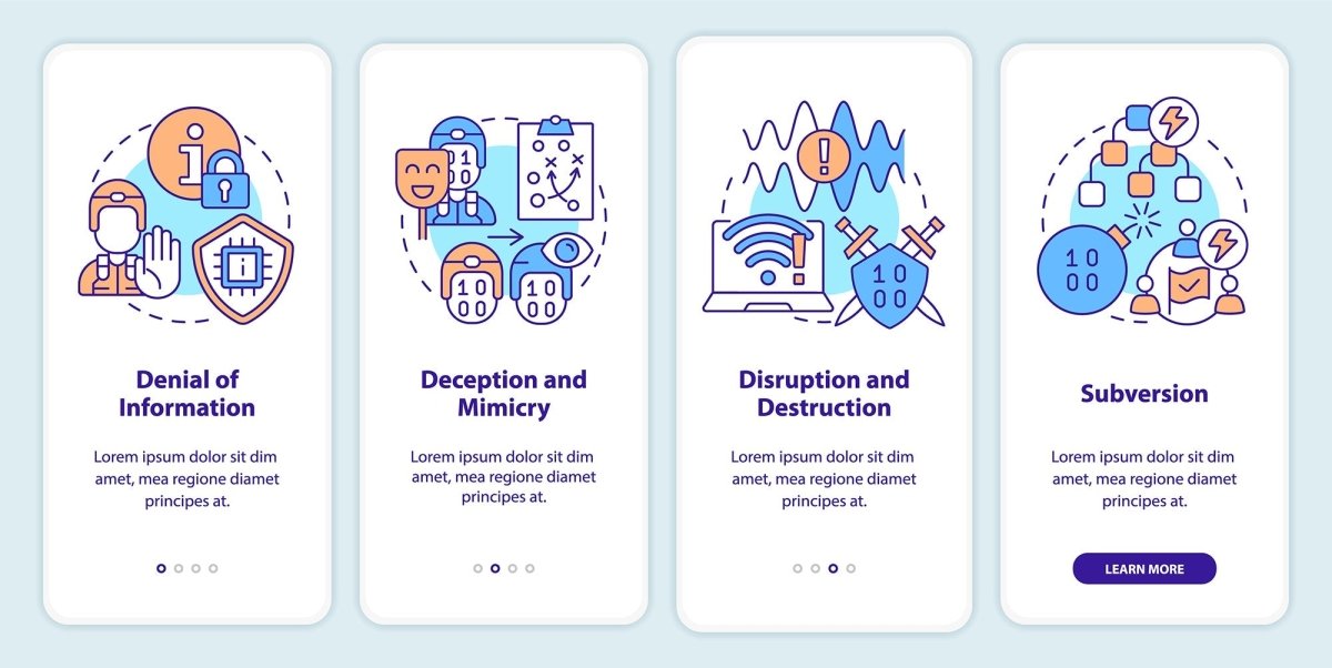 Information warfare tactics onboarding mobile app screen