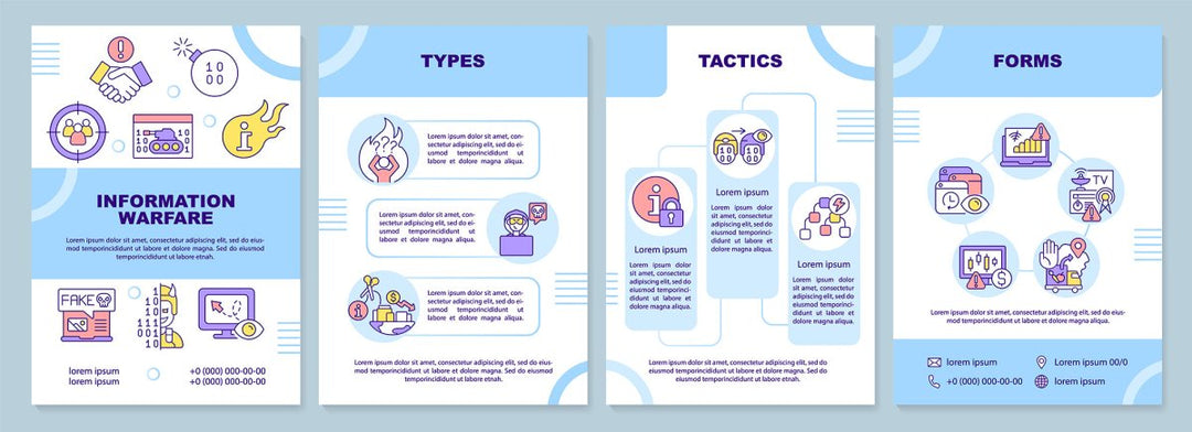 Information warfare weapons blue brochure template