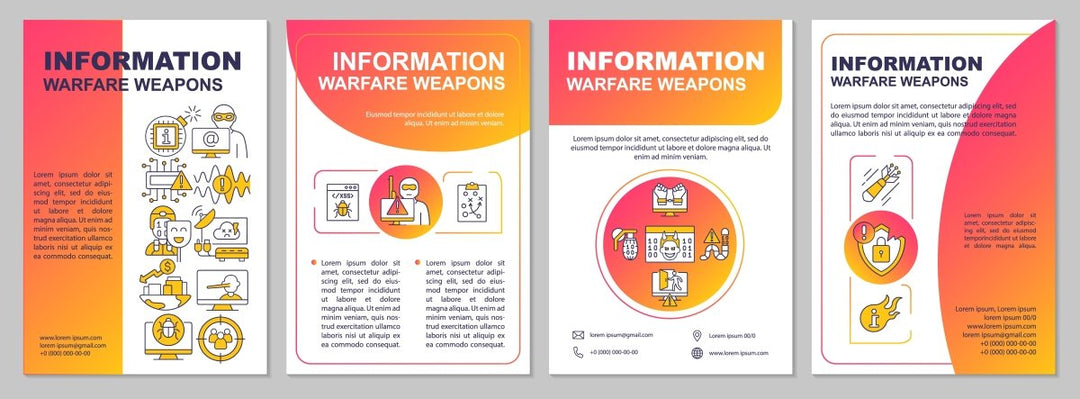 Information warfare weapons red gradient brochure template
