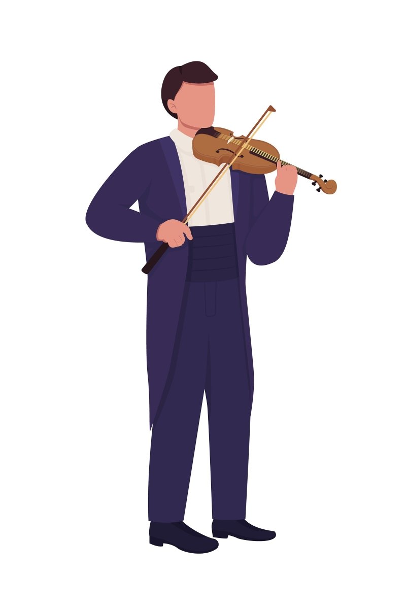 Instrumental music semi flat color vector character