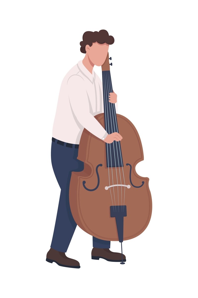 Instrumental music semi flat color vector character