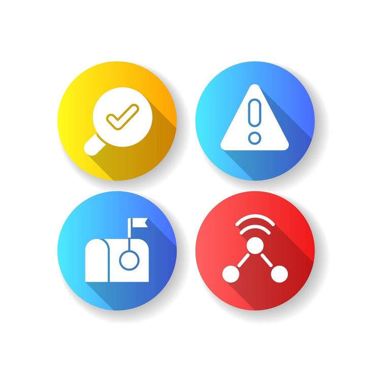 Interface flat design long shadow glyph icons set