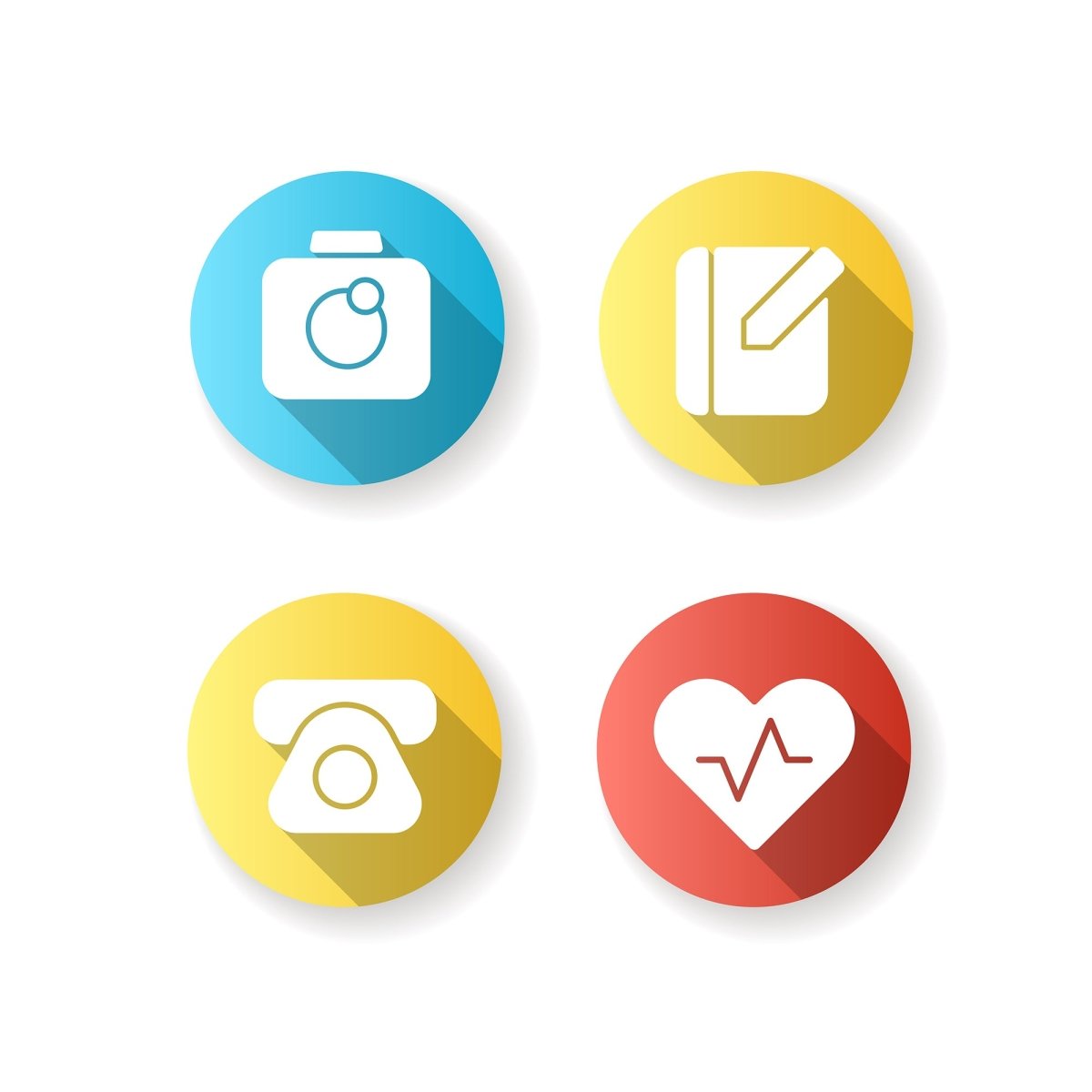 Interface flat design long shadow glyph icons set