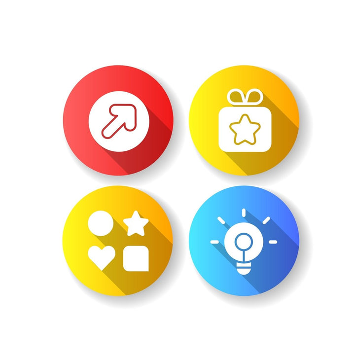 Interface flat design long shadow glyph icons set