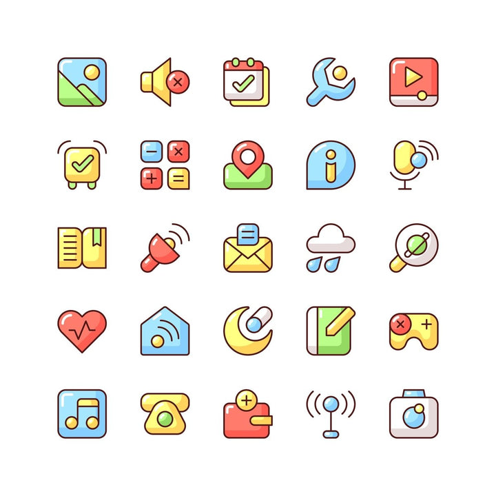 Interface RGB color icons set