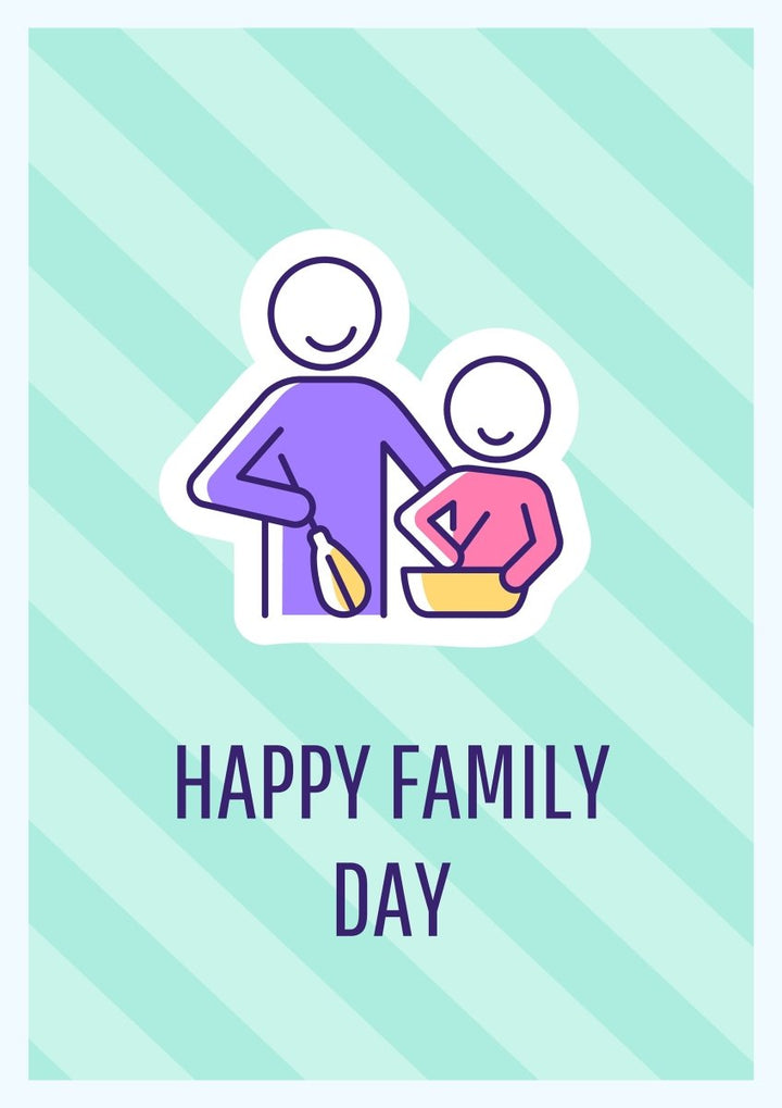International family day celebration greeting card with color icon element set