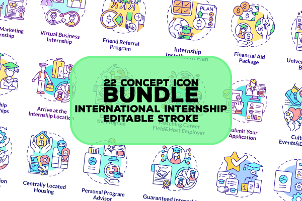 International Internship Icons Bundle