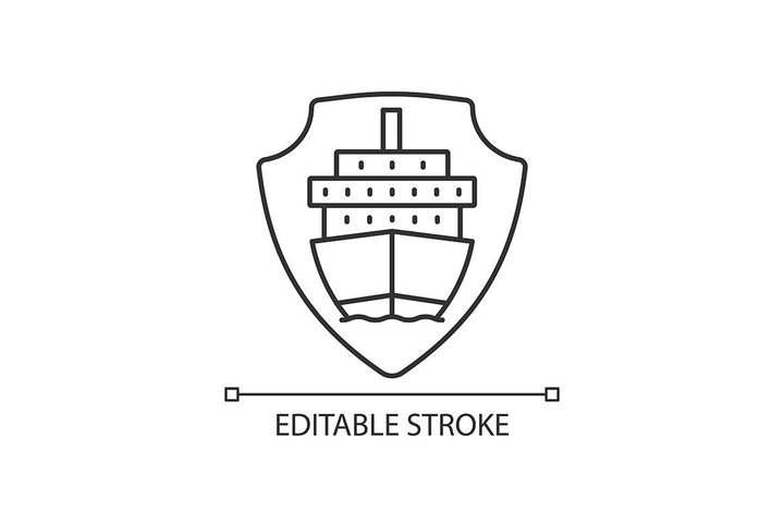 International logistics business linear icons set