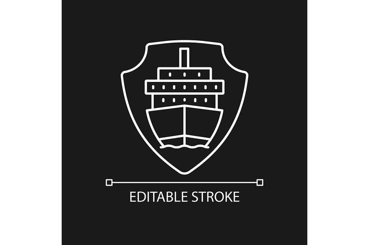 International logistics business linear icons set