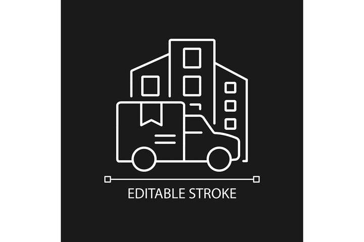 International logistics business linear icons set