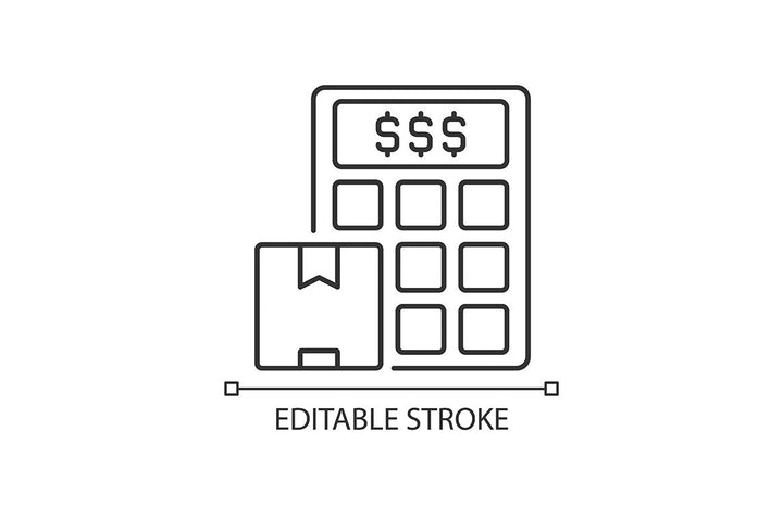 International logistics business linear icons set