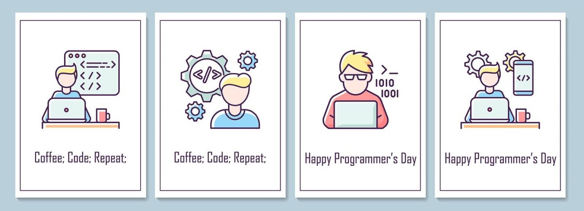 International programmers day greeting cards set