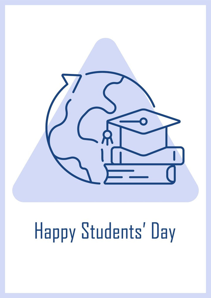 International students day postcards with linear glyph icon set