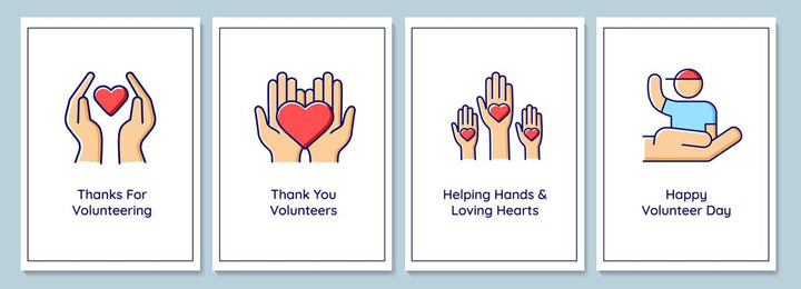 International volunteers day celebration greeting cards set