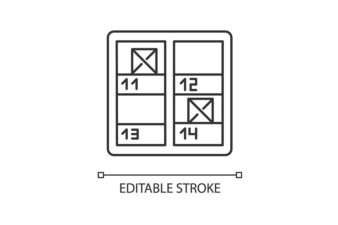 Inventory tracking pixel perfect linear icons set