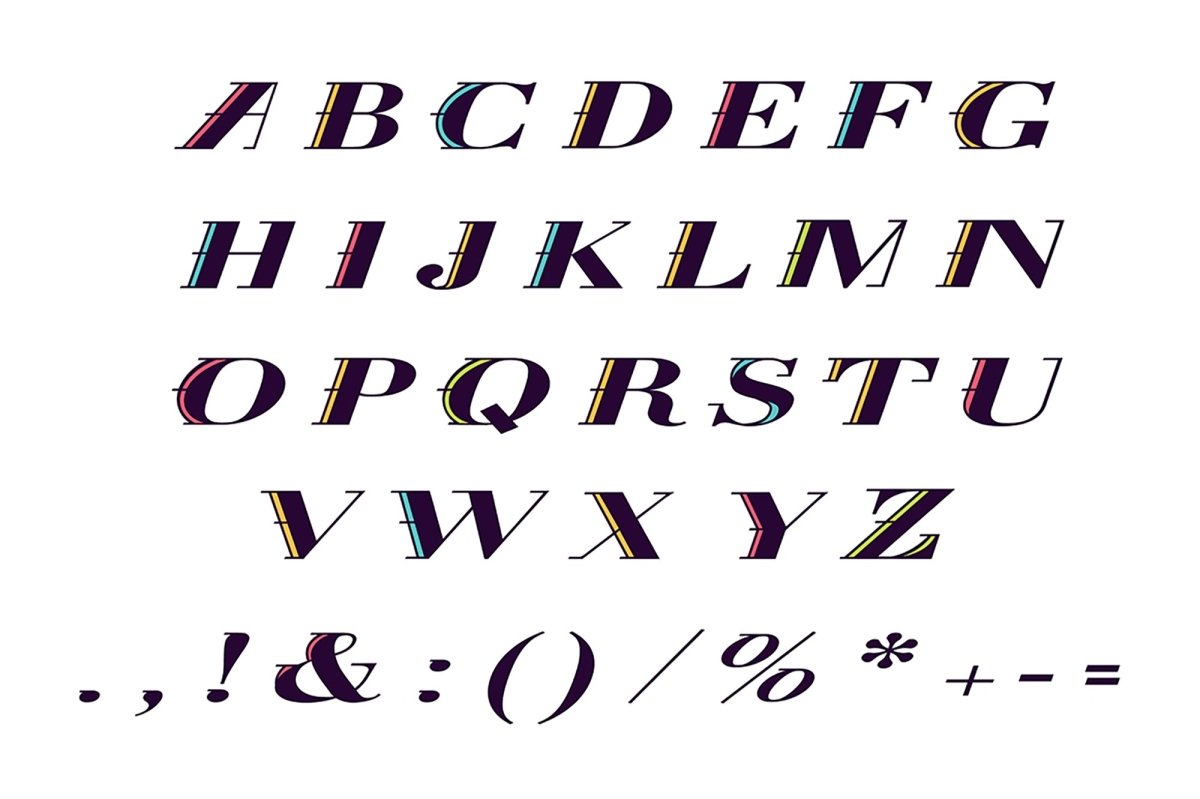 Italic decorative alphabet bundle