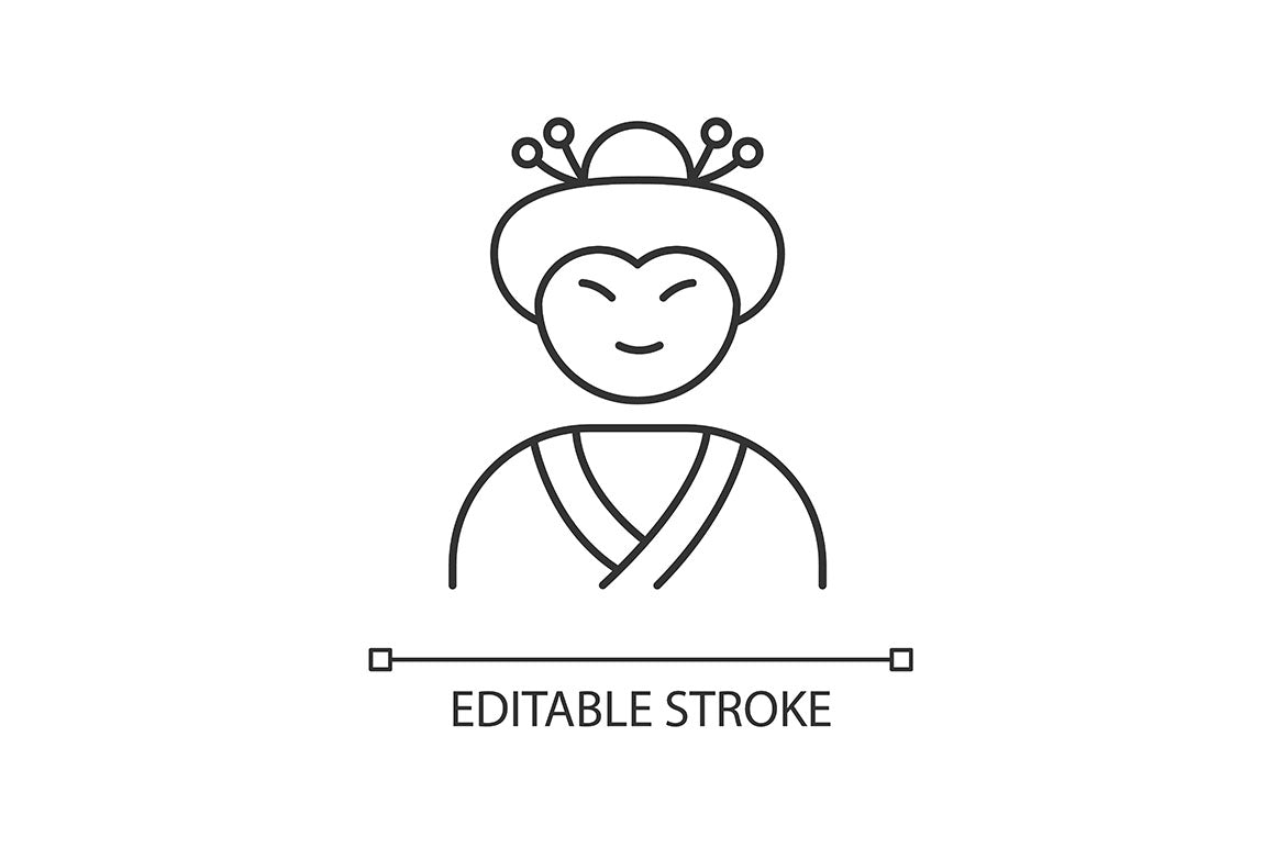 Japan pixel perfect linear icons set
