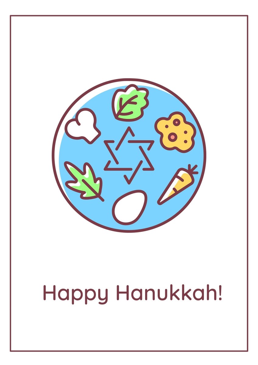 Jewish festival celebration greeting cards with color icon element set