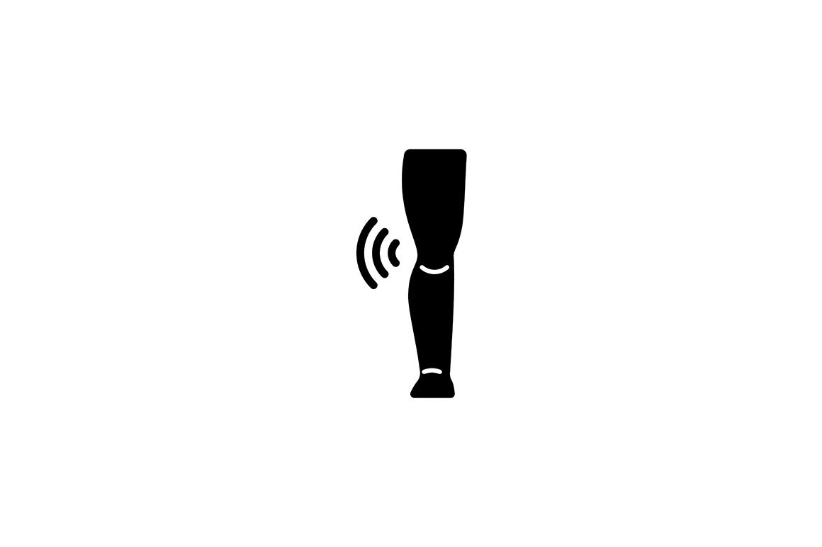 Joints pain black glyph icons set on white space