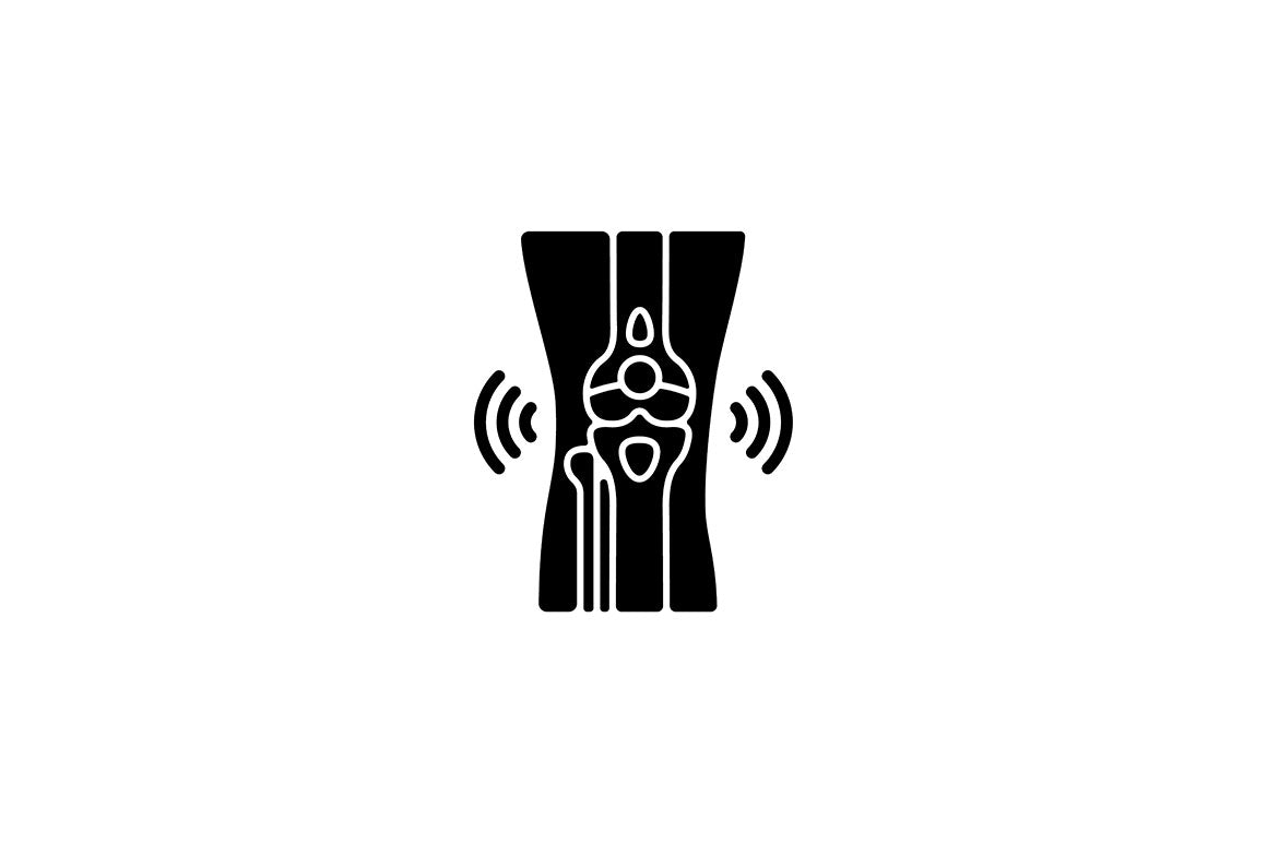 Joints pain black glyph icons set on white space