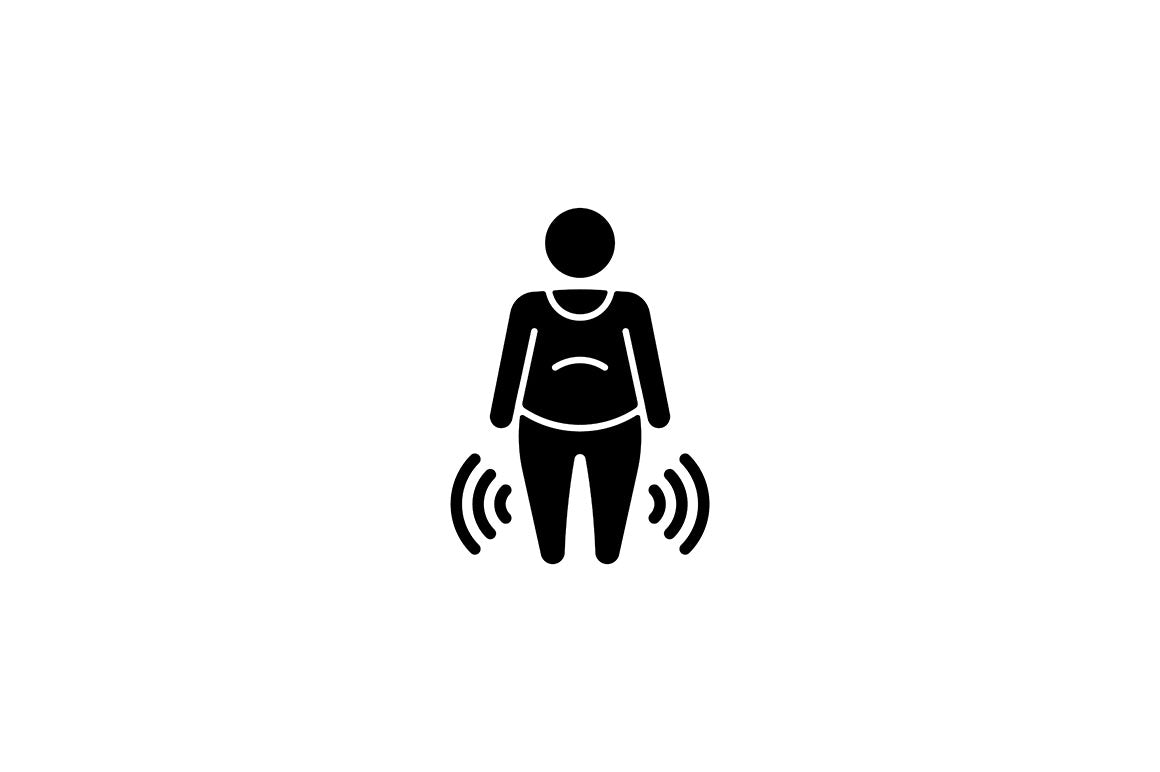 Joints pain black glyph icons set on white space
