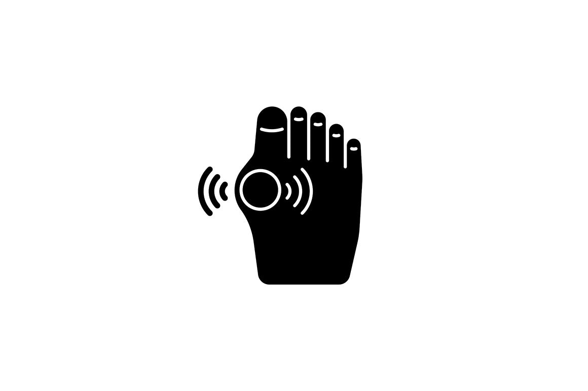 Joints pain black glyph icons set on white space