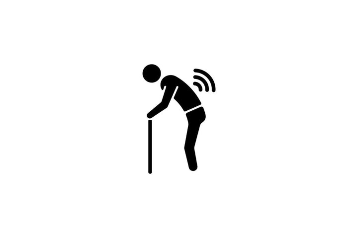 Joints pain black glyph icons set on white space