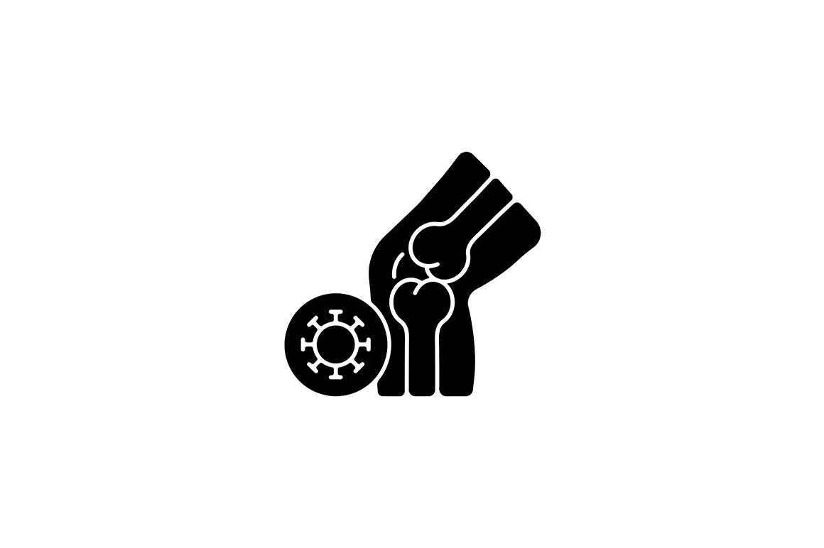 Joints pain black glyph icons set on white space