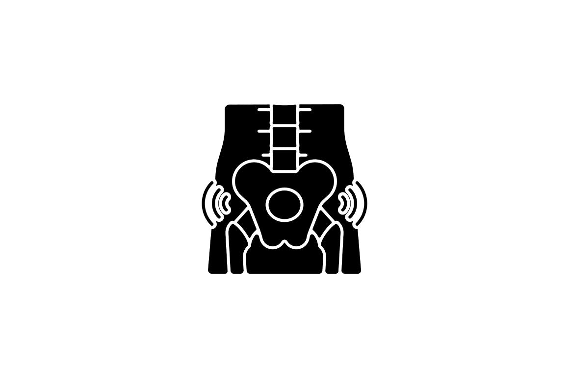 Joints pain black glyph icons set on white space