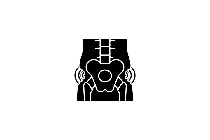 Joints pain black glyph icons set on white space