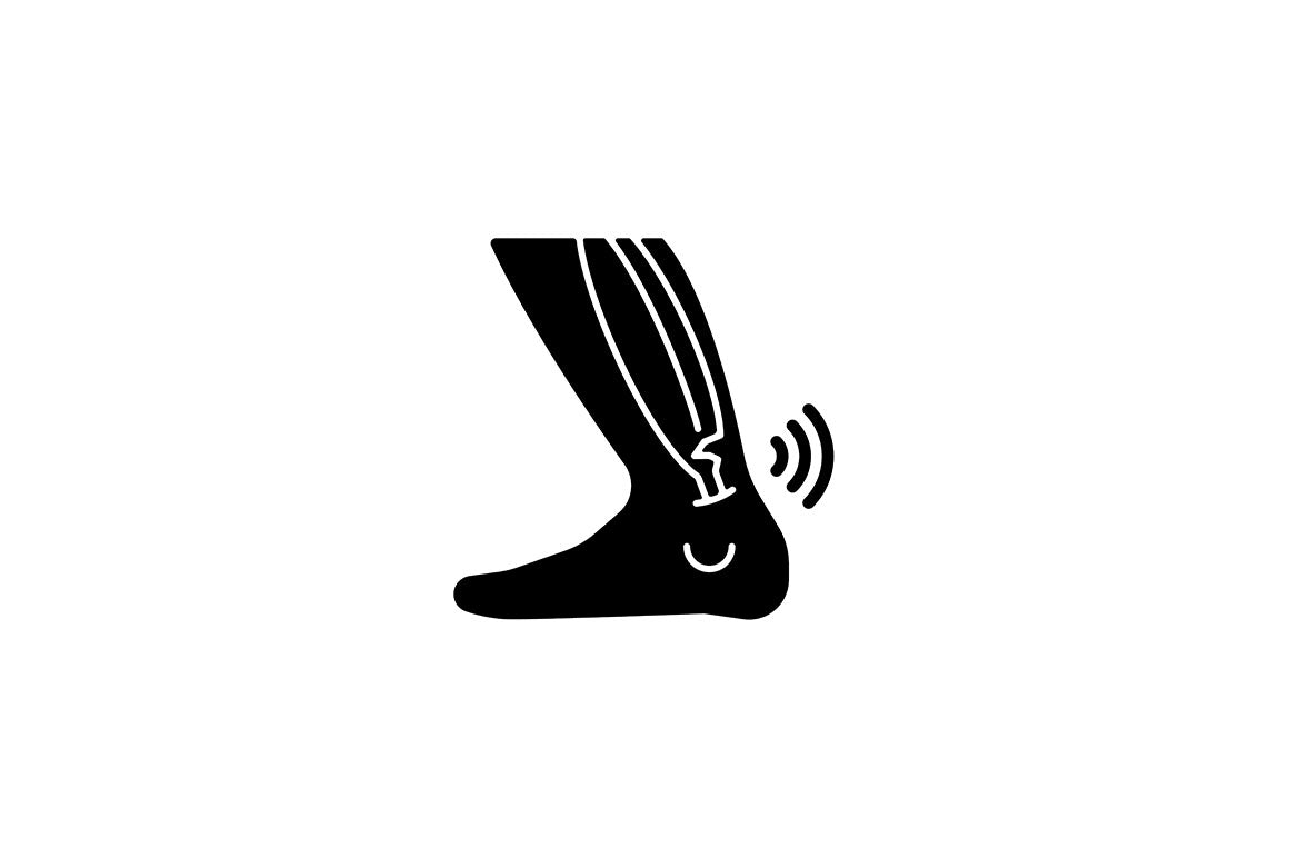 Joints pain black glyph icons set on white space