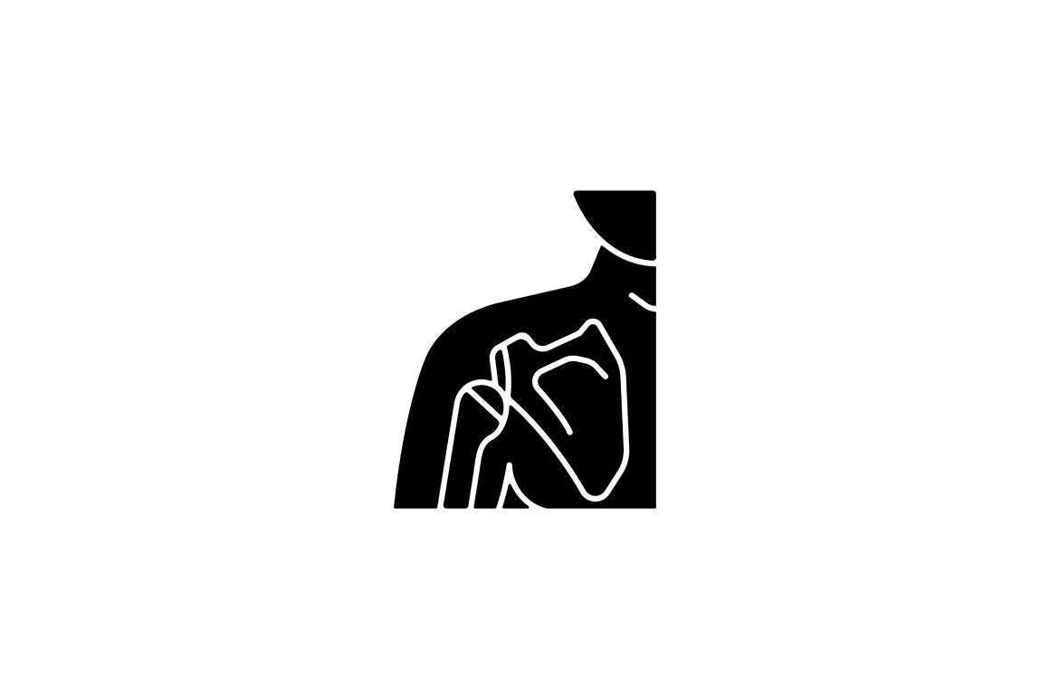 Joints pain black glyph icons set on white space