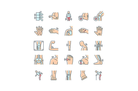 Joints pain RGB color icons set