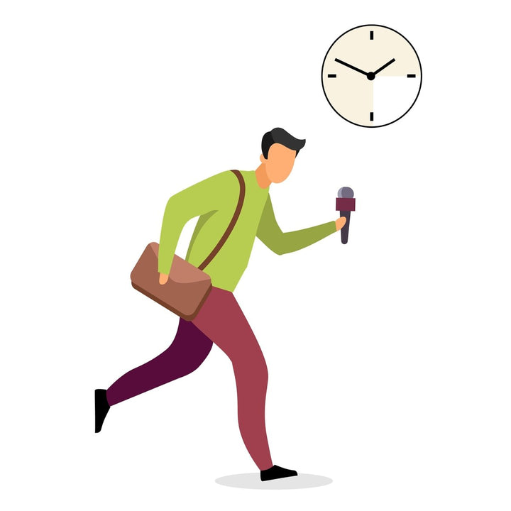 Journalist interviewing flat vector illustration set