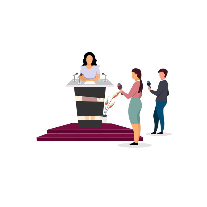 Journalist interviewing flat vector illustration set