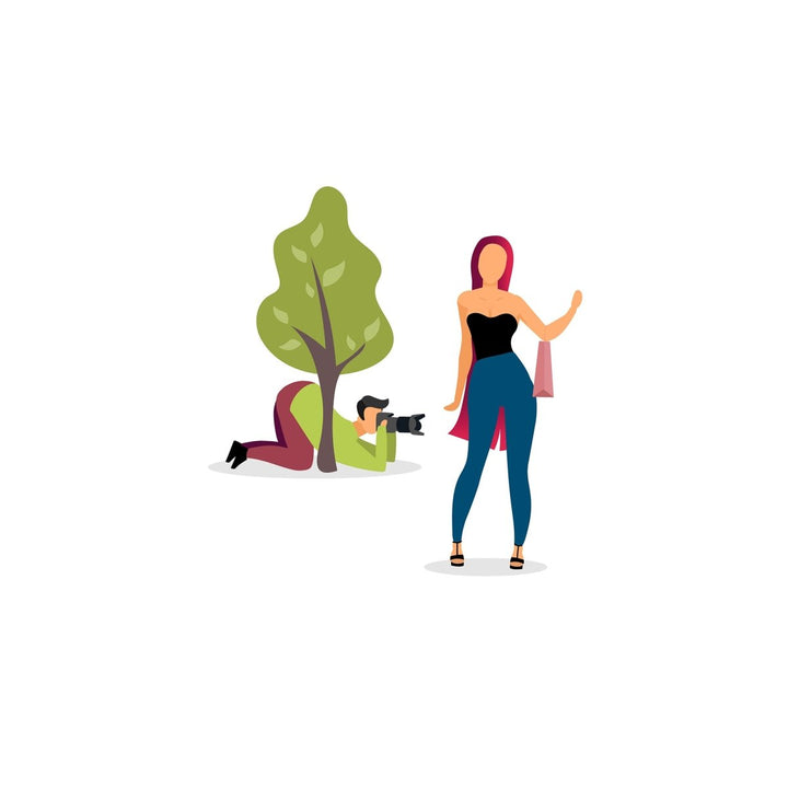 Journalist interviewing flat vector illustration set