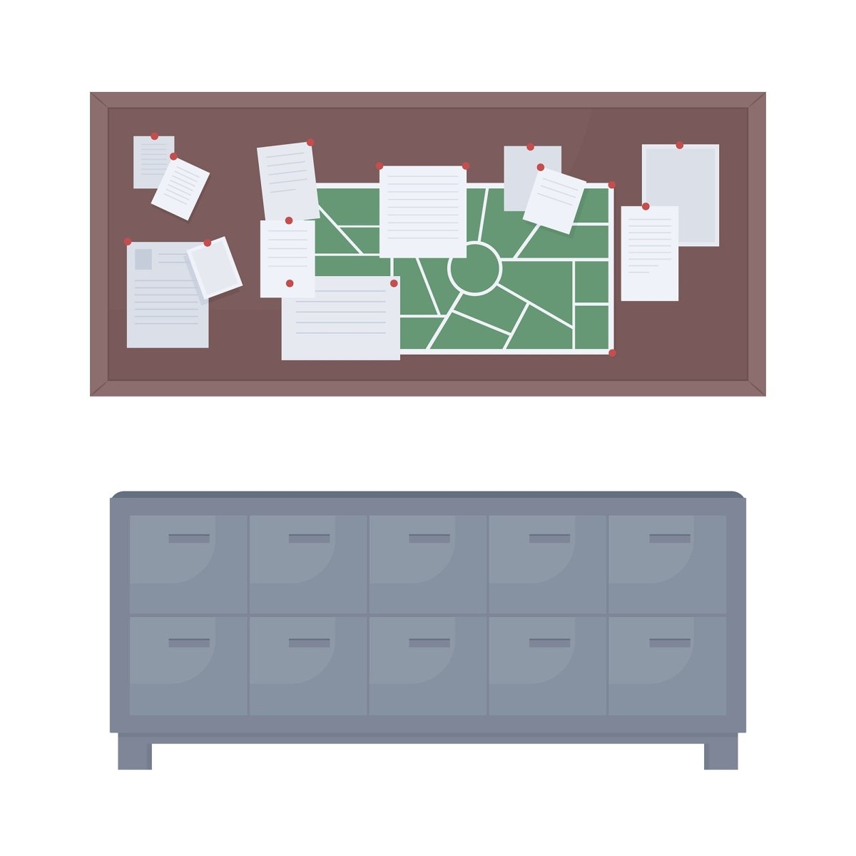 Justice workers flat color vector illustration set