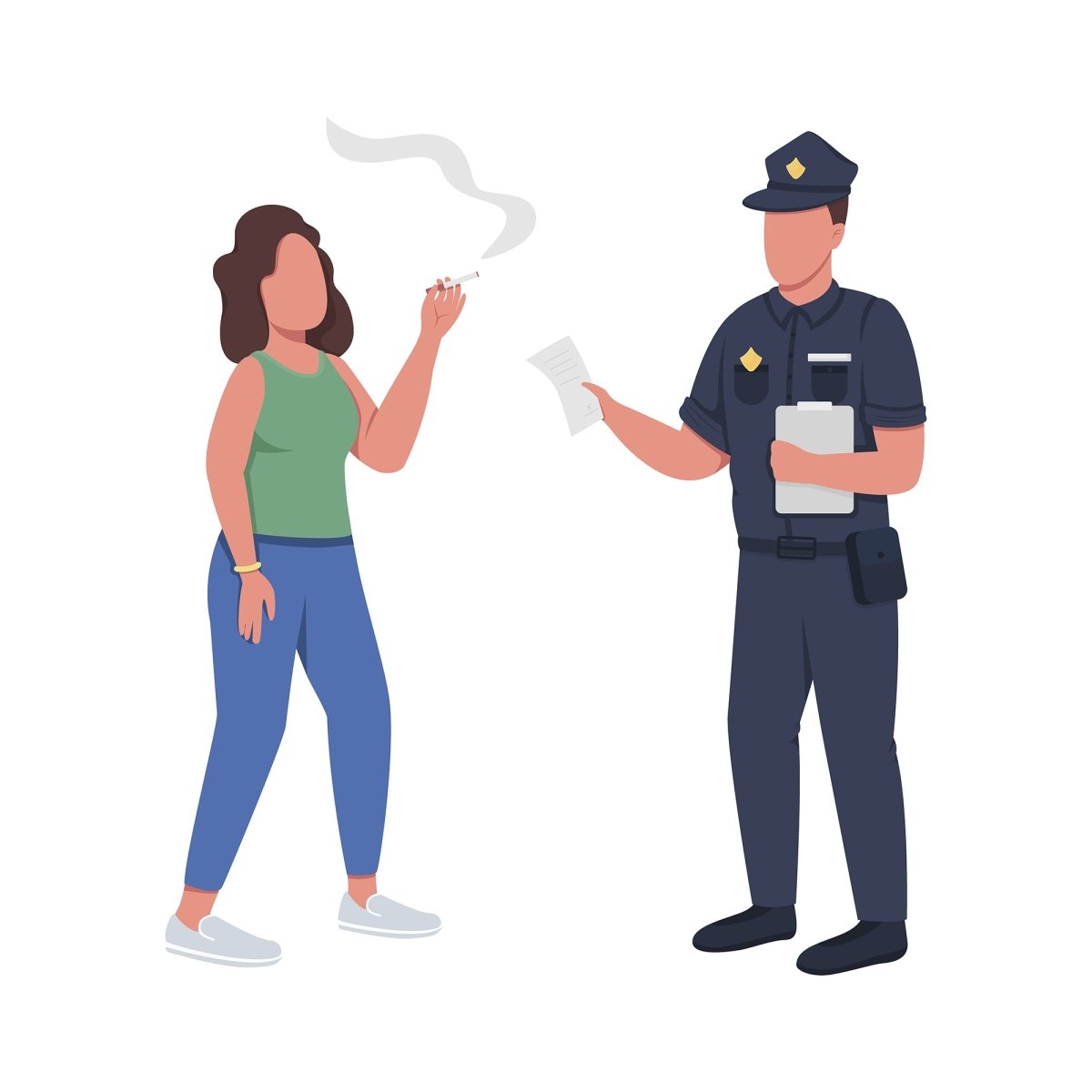 Justice workers flat color vector illustration set